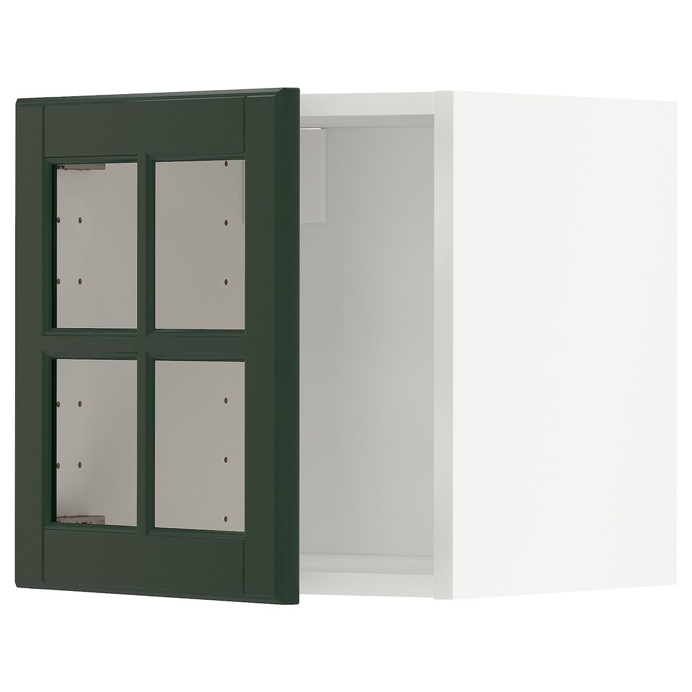 Навесной шкаф со стеклянной дверью, белый/Будбин темно-зеленый 40x40 см IKEA METOD МЕТОД 093.122.62 - фото 1