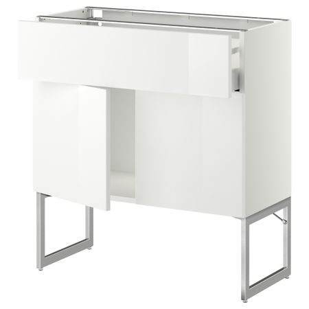 Напольный шкаф, полки, ящик, 2 двери МЕТОД / МАКСИМЕРА, белый, Рингульт белый