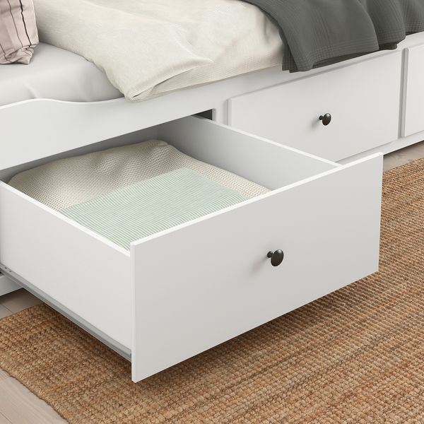 Кушетка с 2 матрасами, 3 ящиками, 80x200 см, белый, Åsvang жесткий IKEA HEMNES ХЕМНЭС 894.281.07 - фото 7