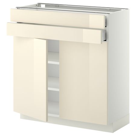Напольный шкаф, 2 дверцы, 2 ящика МЕТОД / МАКСИМЕРА, белый, Рингульт кремовый