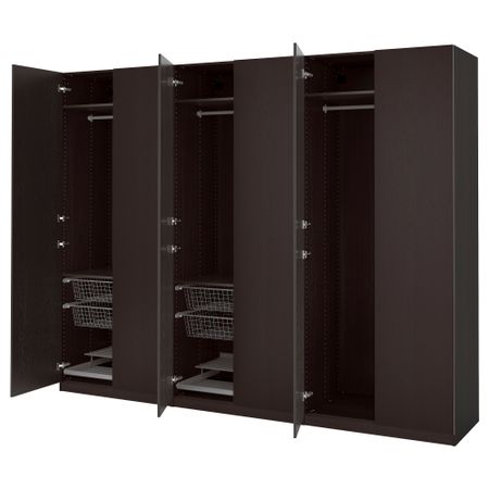 Гардероб ПАКС, черно-коричневый, Нексус черно-коричневый (300x60x236 см)