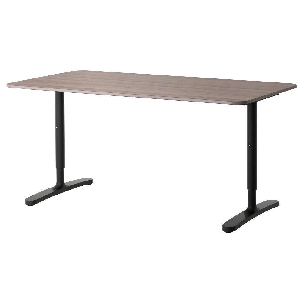 Письменный стол БЕКАНТ, серый, черный (160x80 см) - фото 1