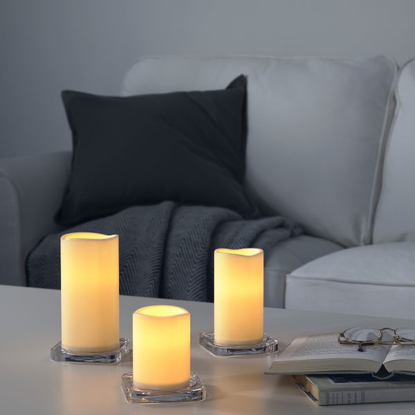 Светодиодная формовая свеча, 3 шт., с батарейным питанием/естественный IKEA GODAFTON ГОДАФТОН 603.617.63 - фото 2