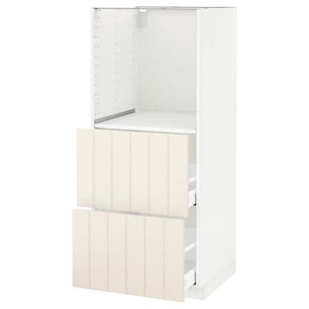 Высокий шкаф с 2 ящиками для/духовки, белый/Хитарп белый с оттенком 60x60x140 см IKEA METOD МЕТОД / MAXIMERA МАКСИМЕРА