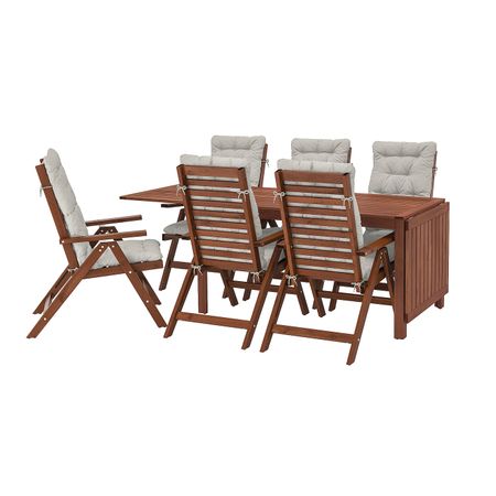 Стол+6кресел,д/сада, коричневая морилка/Куддарна серый IKEA ÄPPLARÖ ЭПЛАРО 292.897.41