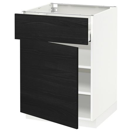 Напольный шкаф с ящиком/дверью, белый, Тингсрид черный 60x60 см IKEA МЕТОД / МАКСИМЕРА 592.356.57