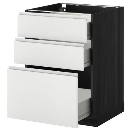 Напольный шкаф с 3 ящиками МЕТОД / ФОРВАРА, черный, Нодста белый