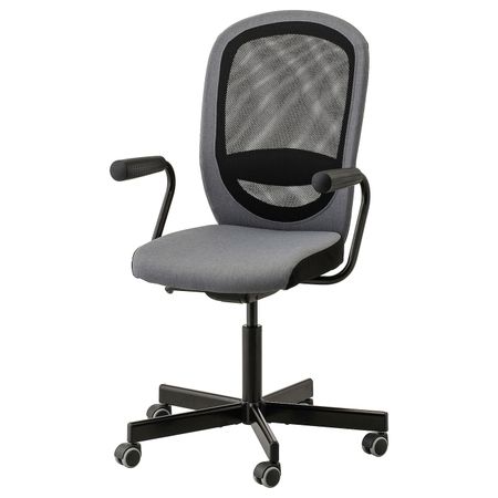 Рабочий стул с подлокотниками, серый IKEA FLINTAN ФЛИНТАН / NOMINELL НОМИНЕЛЬ 091.944.28