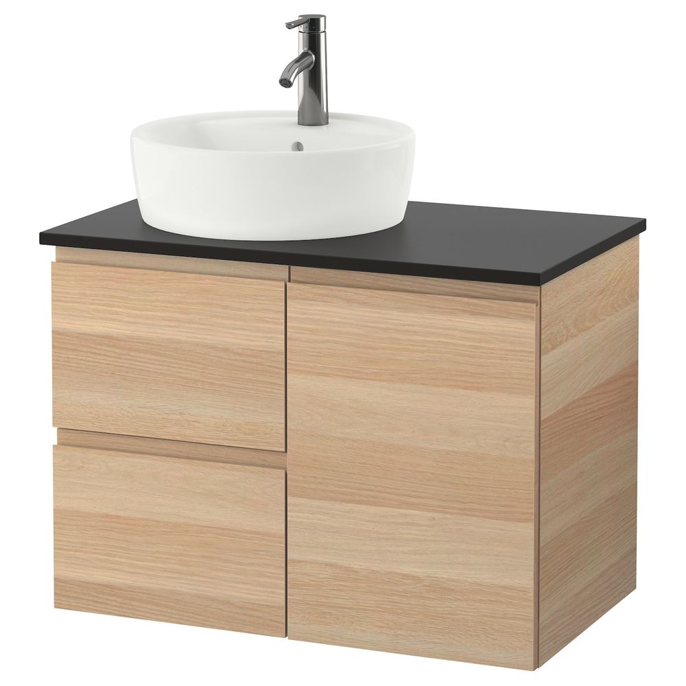 Шкаф с раковиной 45 см, под беленый дуб, антрацит ДАЛЬШЕР смеситель, 82x49x74 см IKEA ГОДМОРГОН/ТОЛКЕН / ТОРНВИКЕН 993.256.51 - фото 1