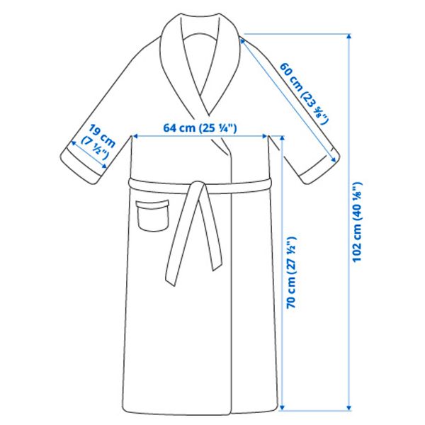 Халат купальный, бежевый, L, XL IKEA KÄRRFIBBLA 705.522.10 - схема-чертеж с размерами