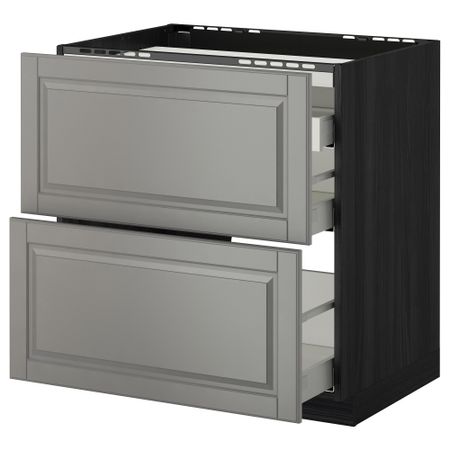 Напольный шкаф, 2 фронтальных панели, 3 ящика МЕТОД / МАКСИМЕРА, черный, Будбин серый
