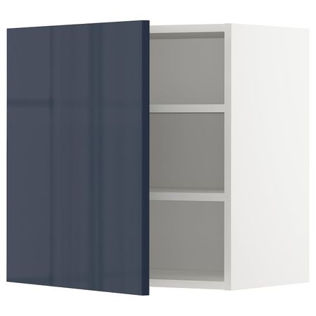 Шкаф навесной с полкой, белый/Ерста черно-синий 60x60 см IKEA METOD МЕТОД 892.755.62