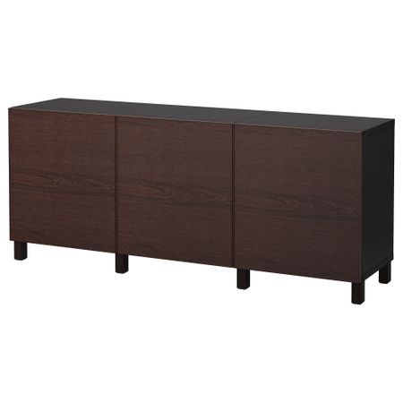 Комбинация для хранения с дверцами БЕСТО, черно-коричневый, Инвикен черно-коричневый (180x40x74 см)