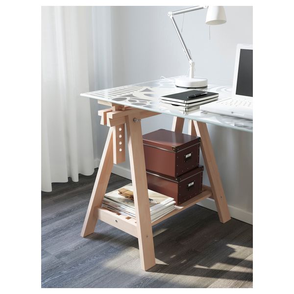 Стол ГЛАСХОЛЬМ / ФИНВАРД, стекло, орнамент бук (148x73 см) - фото 3