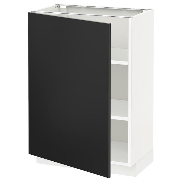Напольный шкаф с полками, белый/Юдевалла антрацит 60x37 см IKEA METOD МЕТОД 792.403.61 - схема-чертеж с размерами