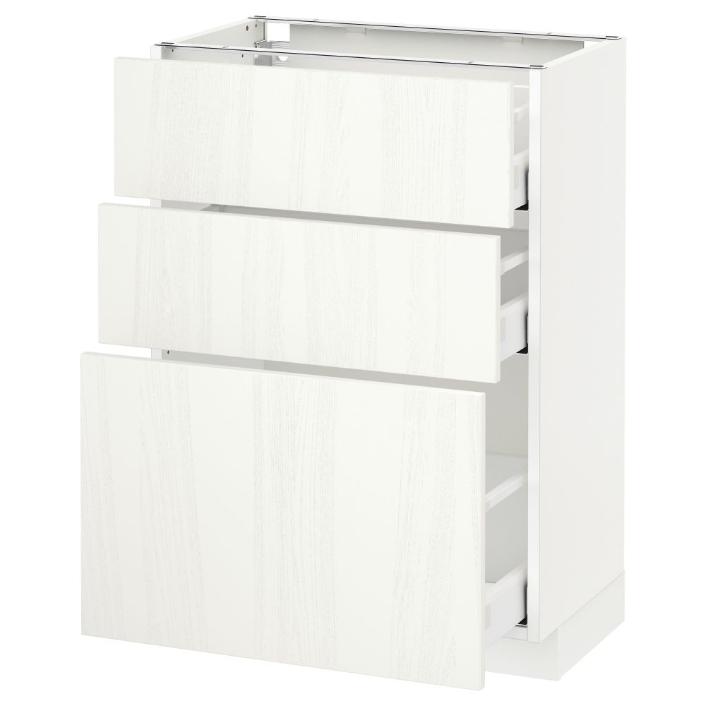 Напольный шкаф с 3 ящиками МЕТОД / МАКСИМЕРА, белый, Росдаль белый - схема-чертеж с размерами