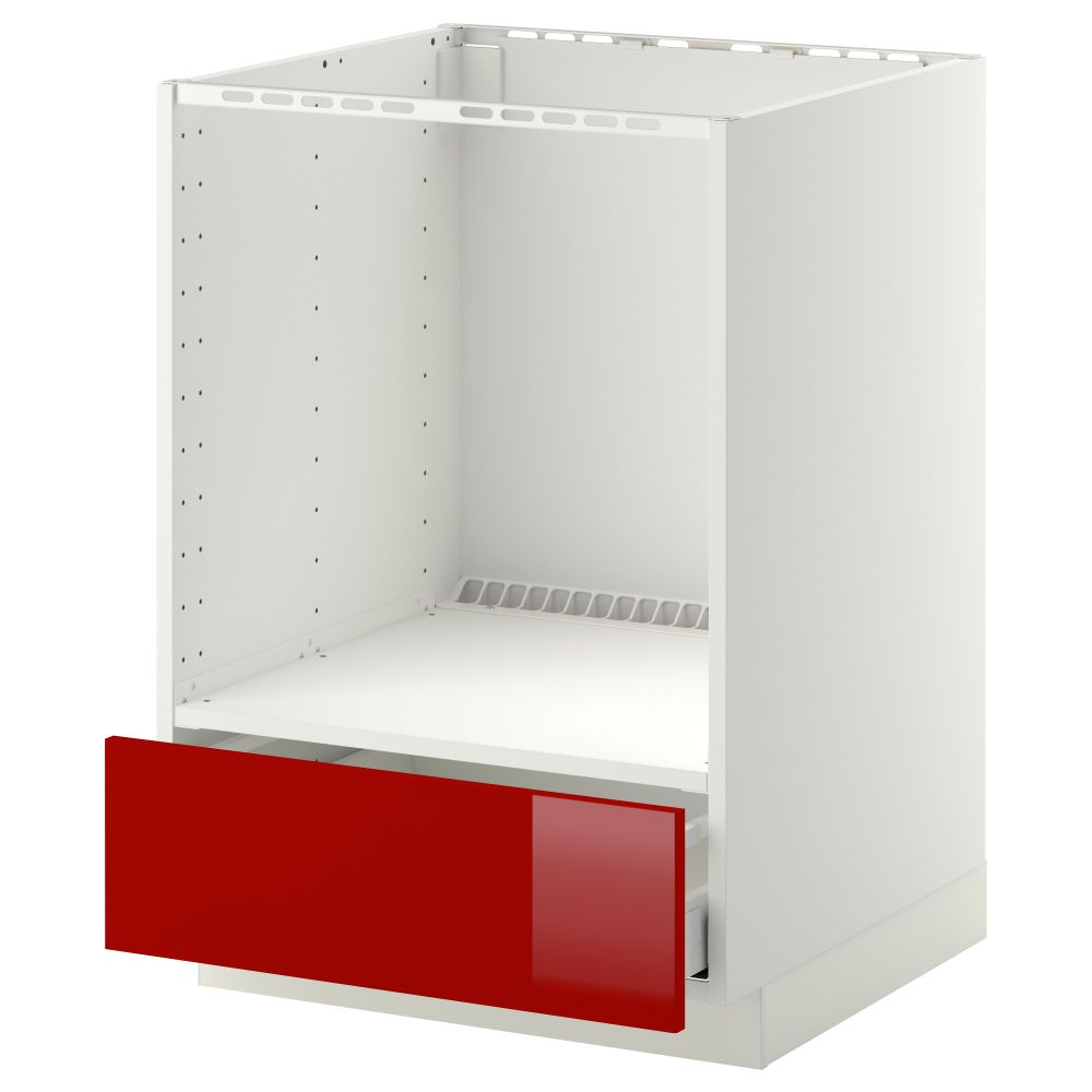 Напольный шкаф для духовки, с ящиком МЕТОД / МАКСИМЕРА, белый, Рингульт красный (60x60 см) - схема-чертеж с размерами