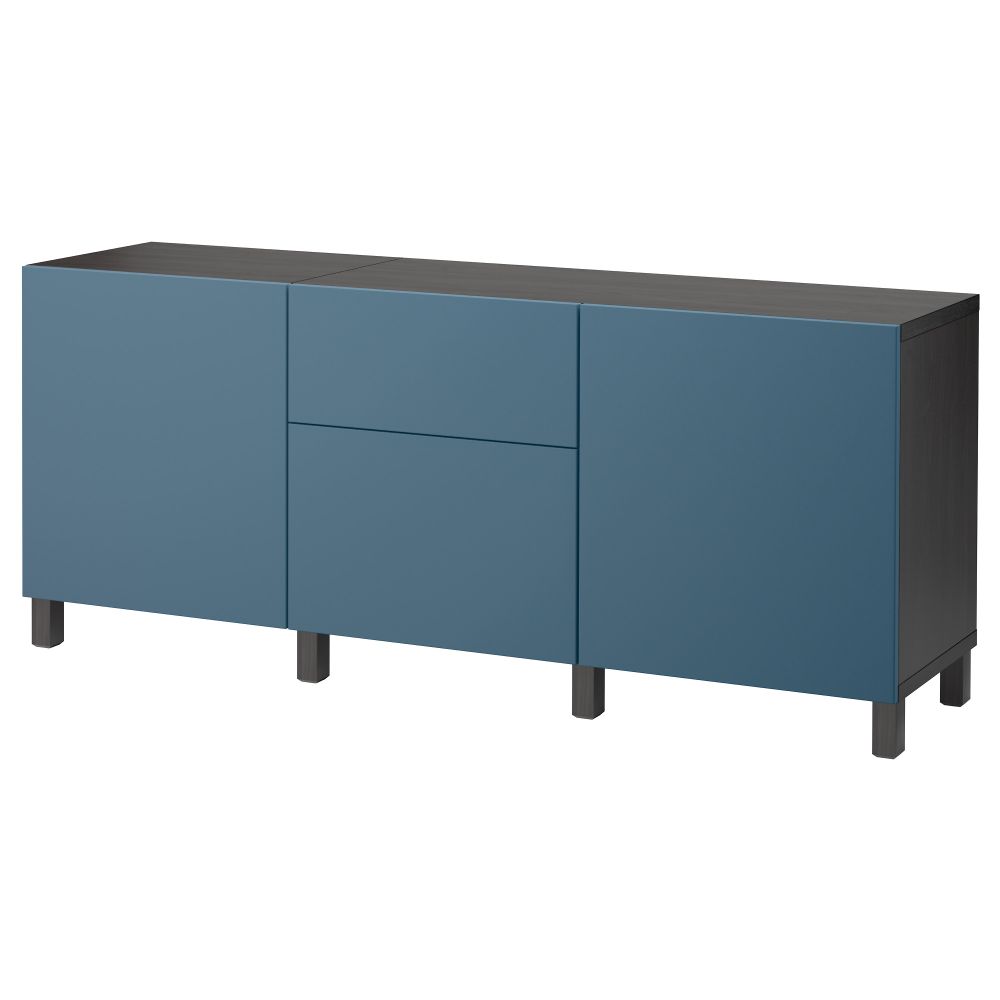 Комбинация для хранения с ящиками БЕСТО, черно-коричневый, Вальвикен темно-синий - фото 1