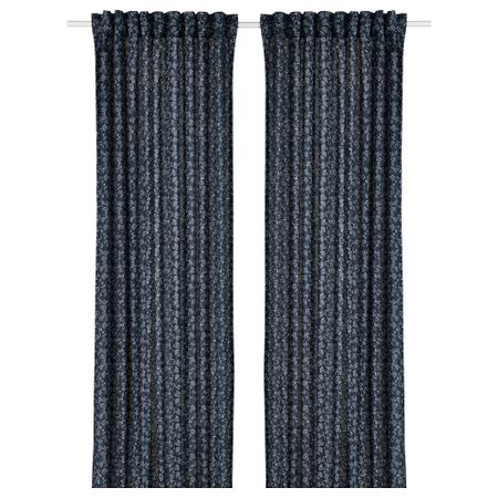 Гардины, 2 шт., темно-синий-белый, 145x300 см IKEA TRYSTÄVMAL 605.565.05