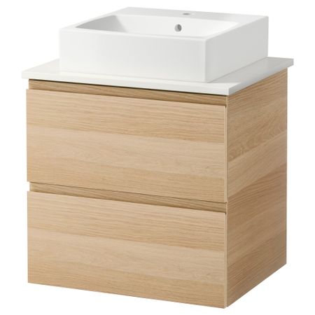 Шк п-раковину/столешн45x45/раковина ГОДМОРГОН/АЛДЕРН / ТОРНВИКЕН, под беленый дуб, белый (62x49x72 см)