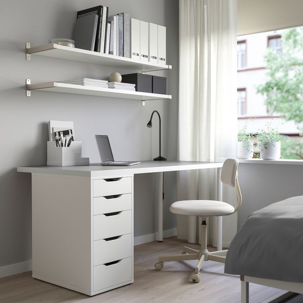 Стол, светло-серый, белый 150x75 см IKEA LINNMON ЛИННМОН / ALEX АЛЕКС 793.313.61 - схема-чертеж с размерами