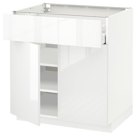 Напольный шкаф + ящик/2дверцы, белый/Рингульт белый 80x60 см IKEA METOD МЕТОД / MAXIMERA МАКСИМЕРА 192.356.64