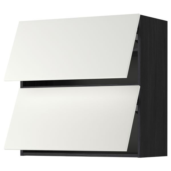 Навесной шкаф, 2 дверцы, горизонтальный МЕТОД, черный, Хэггеби белый - схема-чертеж с размерами
