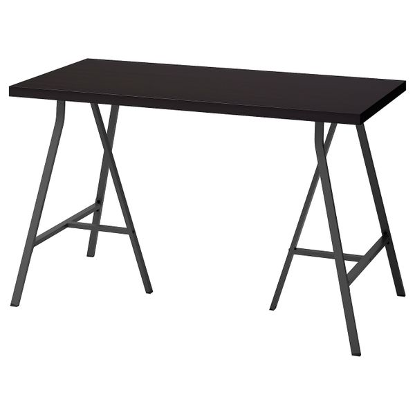 Стол, черно-коричневый/серый 120x60 см IKEA LINNMON ЛИННМОН / LERBERG ЛЕРБЕРГ 492.793.45 - фото 1