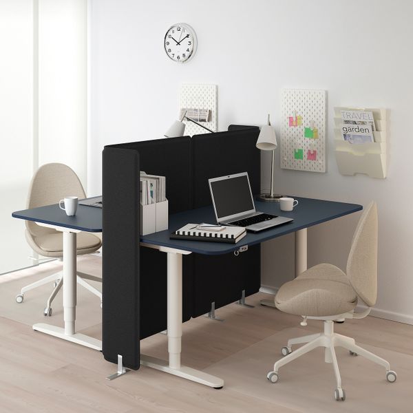 Стол-трансформер с экраном, линолеум синий, белый 160x160 120 см IKEA БЕКАНТ 692.892.92 - фото 2