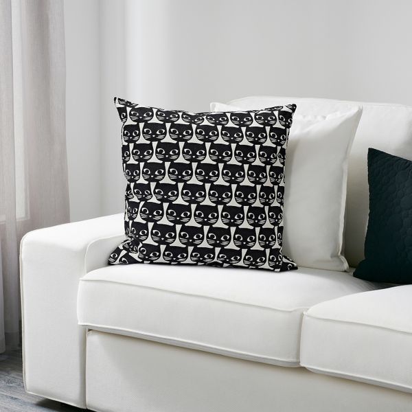 Подушка, белый, черный кот 40x40 см IKEA MATTRAM МАТТРАМ 905.049.11 - фото 2