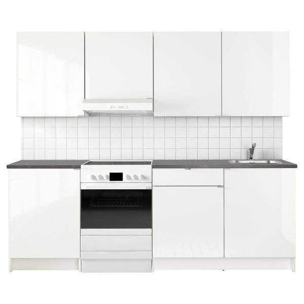 Кухня, глянцевый белый 240x61x220 см IKEA KNOXHULT КНОКСХУЛЬТ 794.005.71 - фото 2