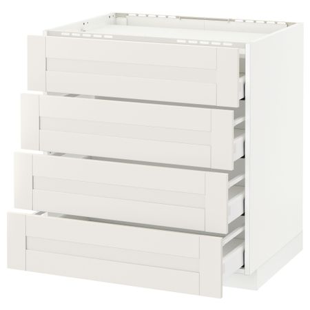 Напольный шкаф, 4 фронтальных панели, 4 ящика МЕТОД / МАКСИМЕРА, белый, Сэведаль белый