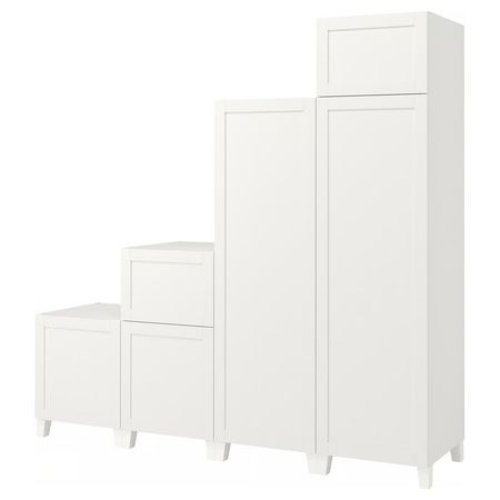 PLATSA Гардероб с 6 дверями - белый/Sannidal белый 240x57x231 см