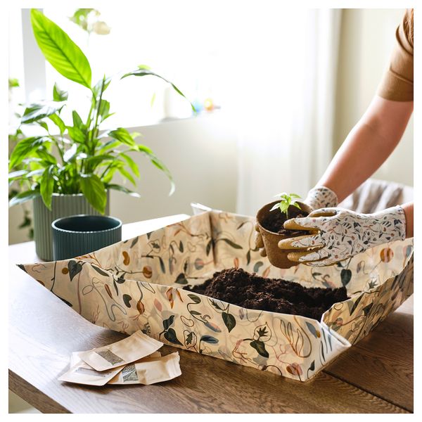 Коврик для посадки растений, орнамент «росток» белый с оттенком IKEA DAKSJUS 305.673.03 - фото 3