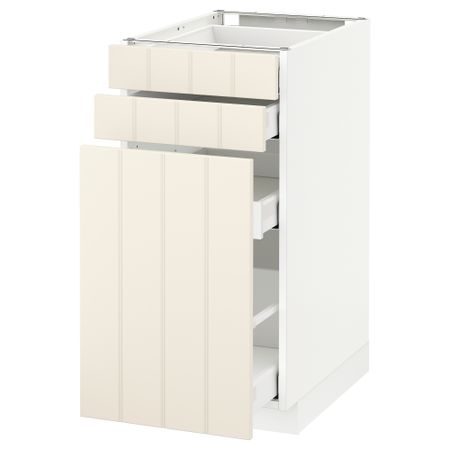 Напольный шкаф с выдвижными модулями, 2 фронтальные панели МЕТОД / МАКСИМЕРА, белый, Хитарп белый с оттенком