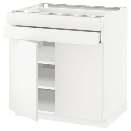 Напольный шкаф, 2 дверцы, 2 ящика МЕТОД / МАКСИМЕРА, белый, Хэггеби белый