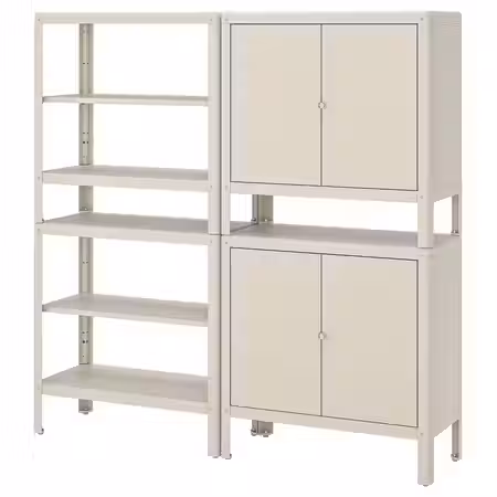 KOLBJÖRN Стеллаж с 2 шкафчиками - бежевый 161x37x161 см