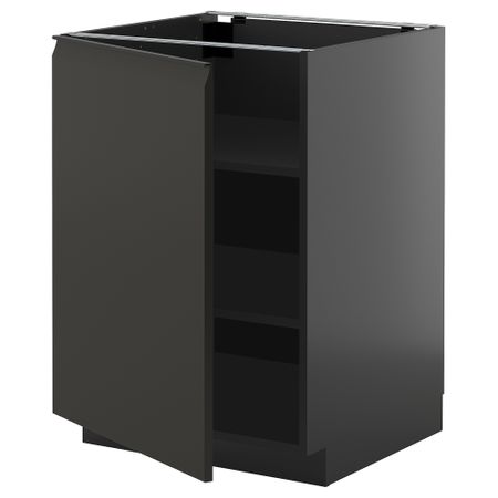Напольный шкаф с полками, черно-серый, Upplöv матовый антрацит, 60x60 см IKEA METOD МЕТОД 695.891.15