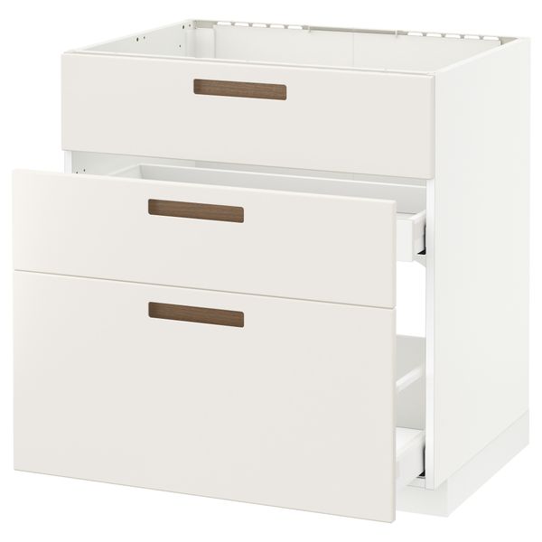 Напольный шкаф под мойку + 3 фронтальных панели, 2 ящика МЕТОД / МАКСИМЕРА, белый, Мэрста белый - схема-чертеж с размерами