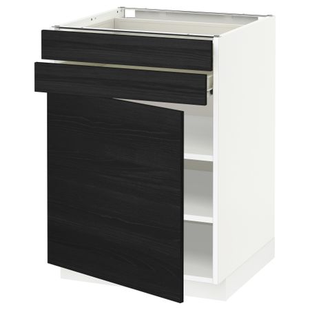 Напольный шкаф с дверцей, 2 ящиками МЕТОД / ФОРВАРА, белый, Тингсрид черный