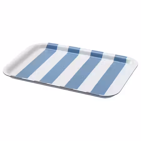 SOLDATFISK СОЛДАТФИСК Поднос - в полоску белый/серо-синий 20x28 см