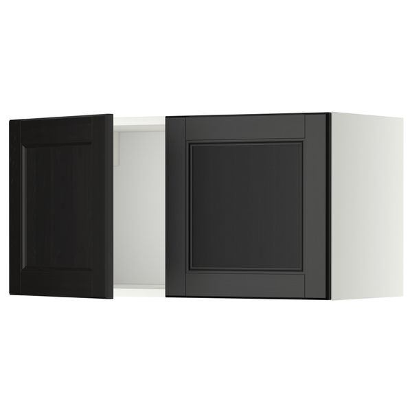 Навесной шкаф с 2 дверями МЕТОД, белый, Лаксарби черно-коричневый (80x40 см) - схема-чертеж с размерами