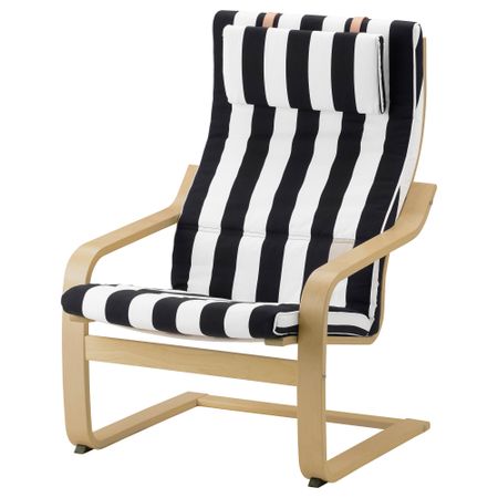 Кресло ПОЭНГ, березовый шпон, Стенли черный/белый