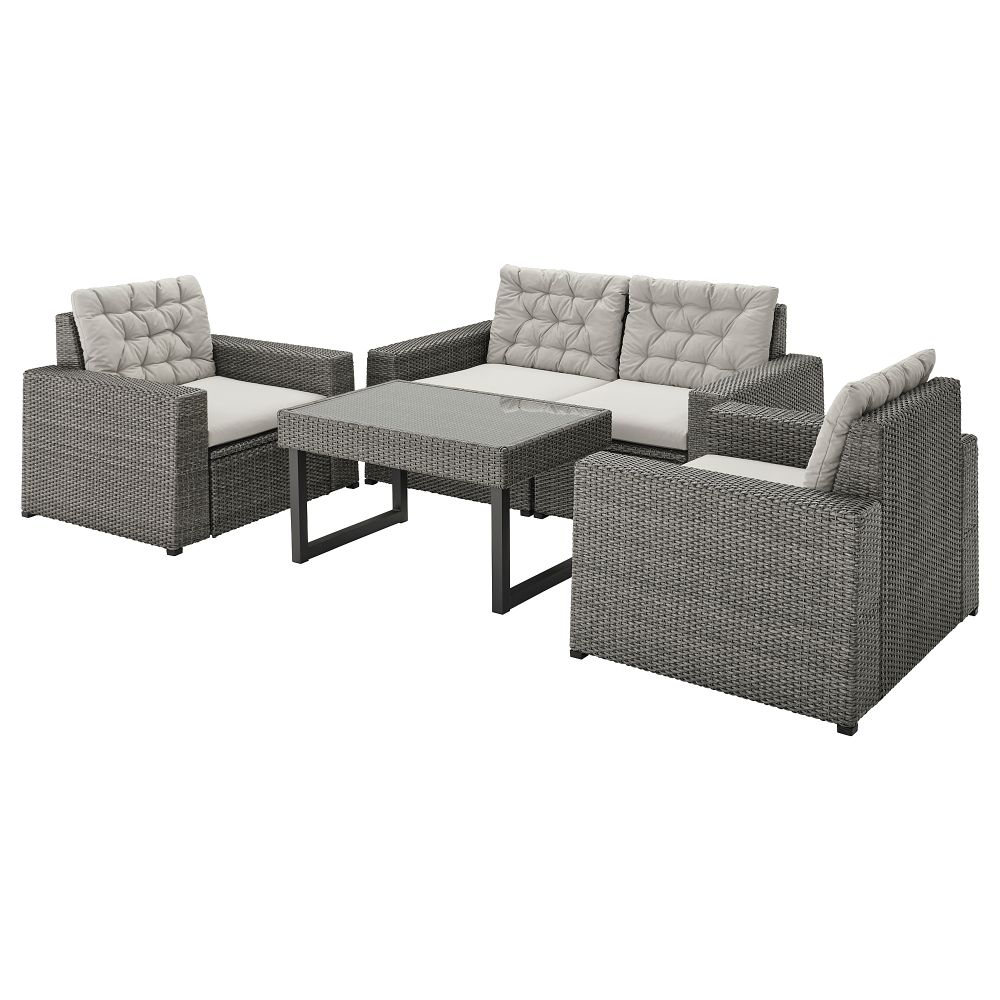 4-местный комплект садовой мебели, серый-темно-серый IKEA SOLLERÖN СОЛЛЕРОН 493.034.06 - фото 1