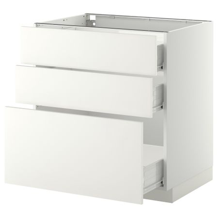 Напольный шкаф с 3 ящиками МЕТОД / ФОРВАРА, белый, Хэггеби белый