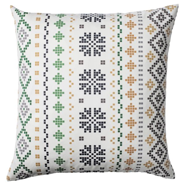 Чехол на подушку ПИПОРТ, бел/зелен (50x50 см) - фото 1