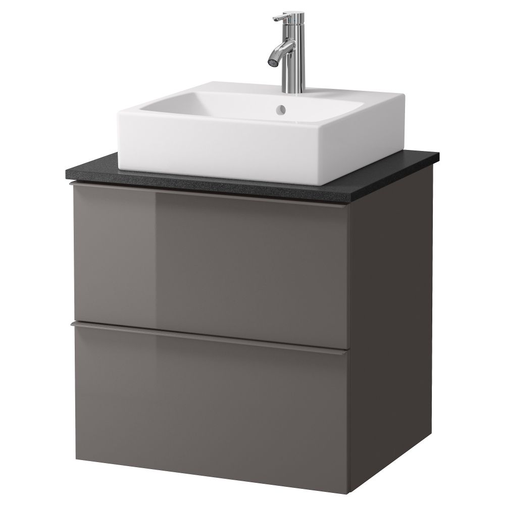 Шк п-раковину/столешн45x45/раковина ГОДМОРГОН/АЛДЕРН / ТОРНВИКЕН, глянцевый серый, черный (62x49x72 см) - схема-чертеж с размерами