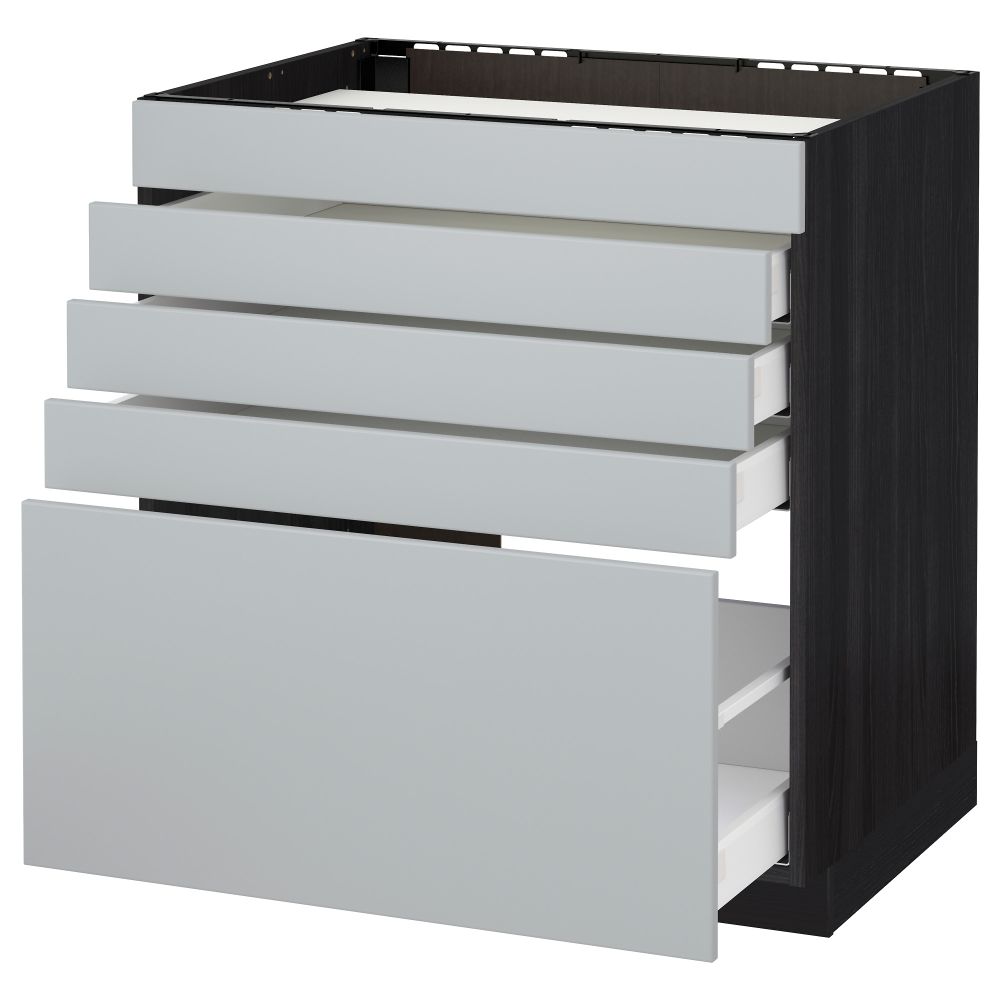 Напольный шкаф для варочной панели, 5 фасадов, 4 ящиков МЕТОД / МАКСИМЕРА, черный, Веддинге серый - схема-чертеж с размерами