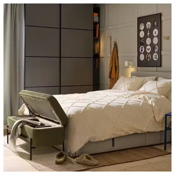 VALTORP Банкетка - с отделением для хранения/самласа темный желто-зеленый 103 см - фото 5