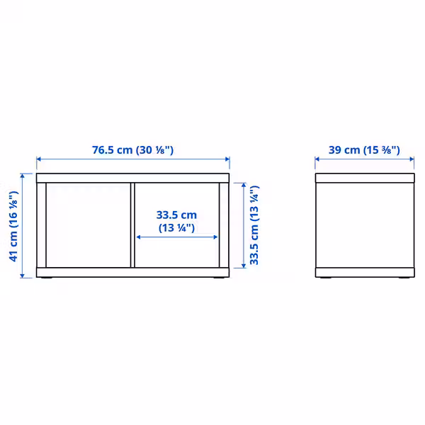 KALLAX Стеллаж - черно-коричневый 77x41 см - схема-чертеж с размерами